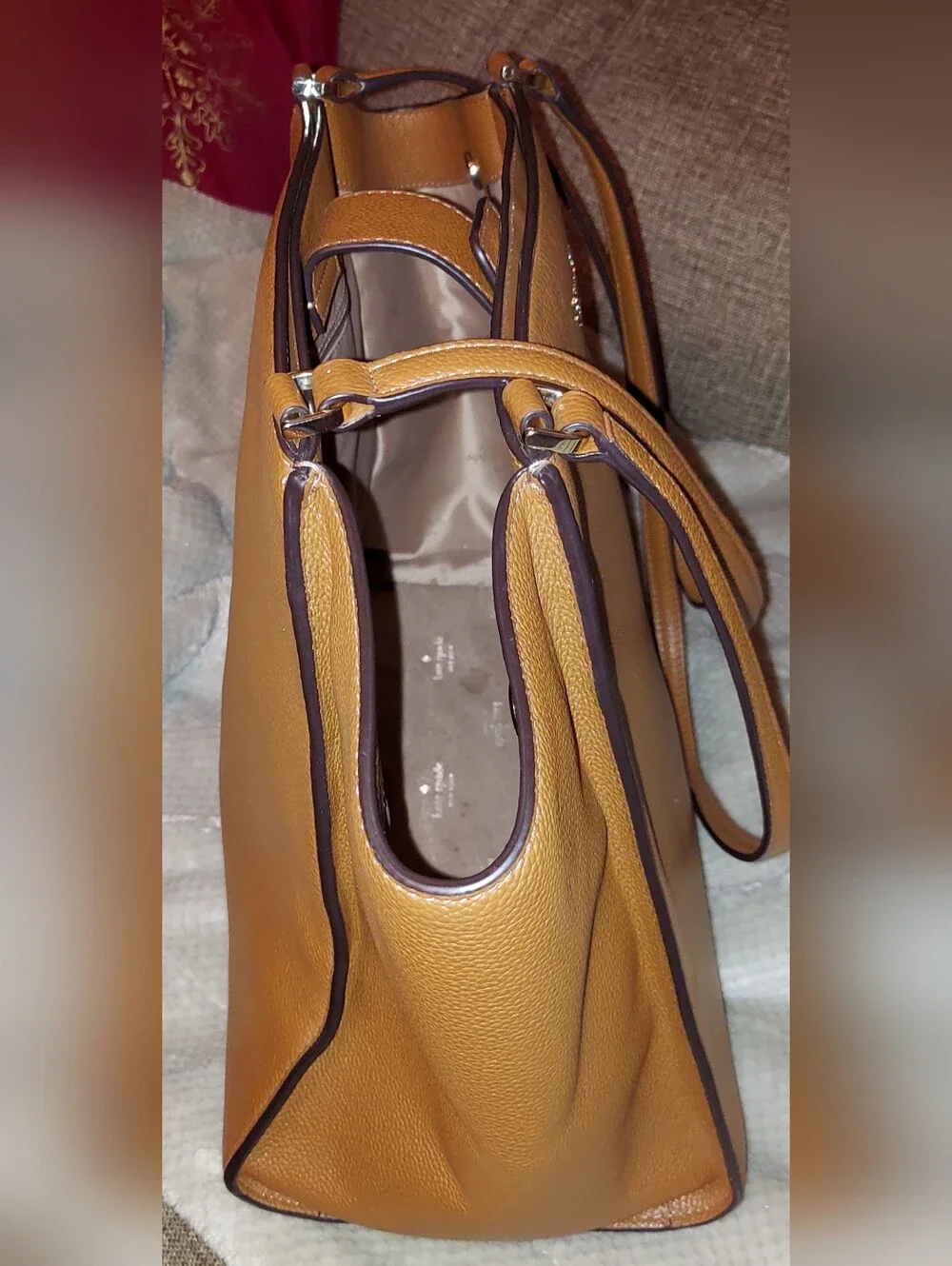 Kate Spade Tan Leather Laptop Tote Bag